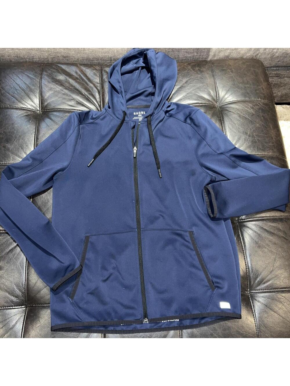 RHONE WARM-UP TECH FULL ZIP HOODIE M Navy Blue